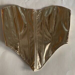 Metallic Gold Lace-Up Corset Top